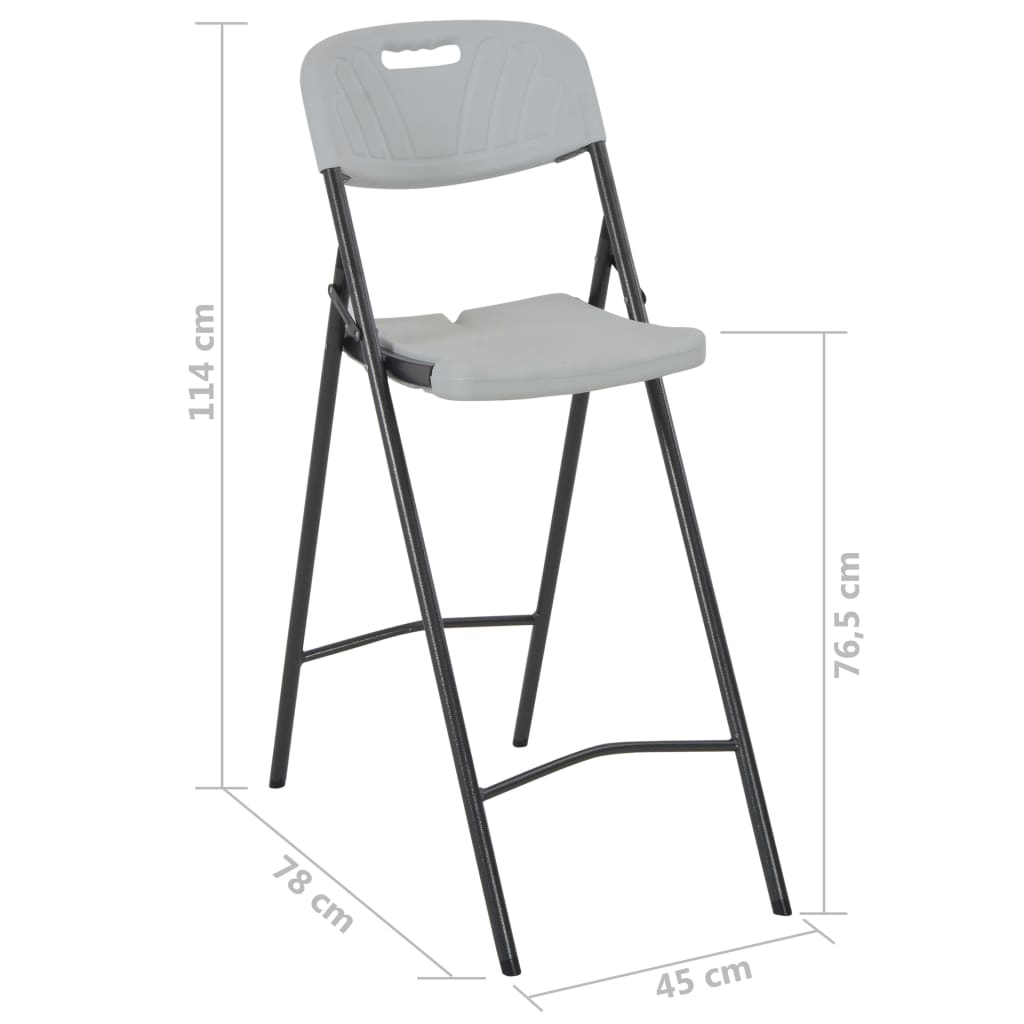 White HDPE & Steel Folding Bar Chairs - Set of 2