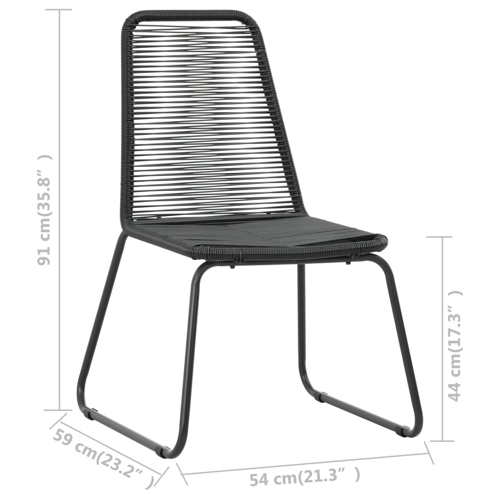 Elegant Black Poly Rattan Outdoor Chairs Set - 2 Pieces