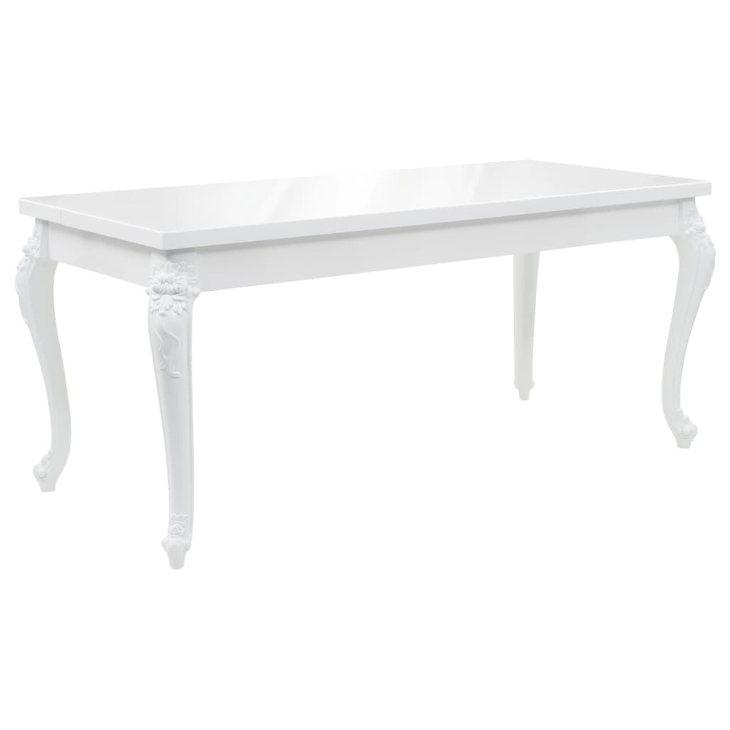 High Gloss White Dining Table, 179x89x81 cm, Modern Elegance