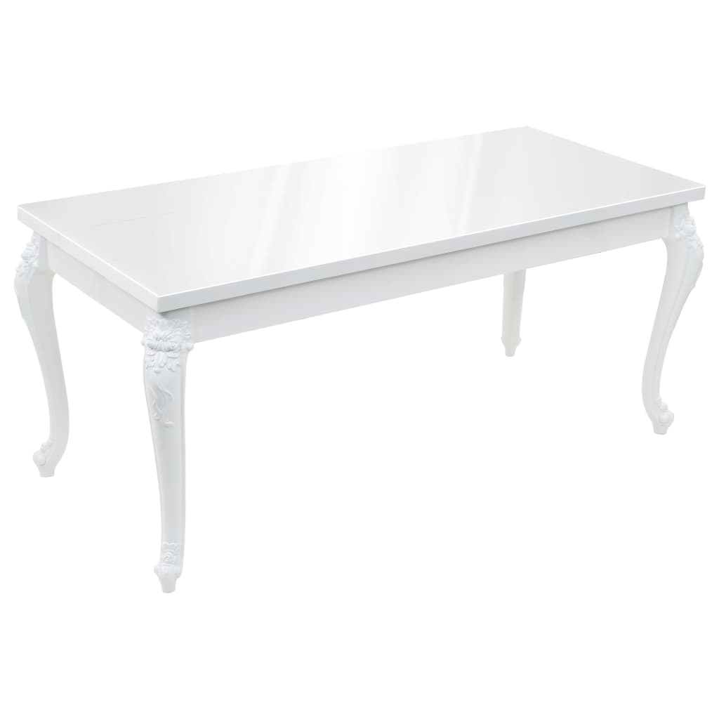 High Gloss White Dining Table, 179x89x81 cm, Modern Elegance