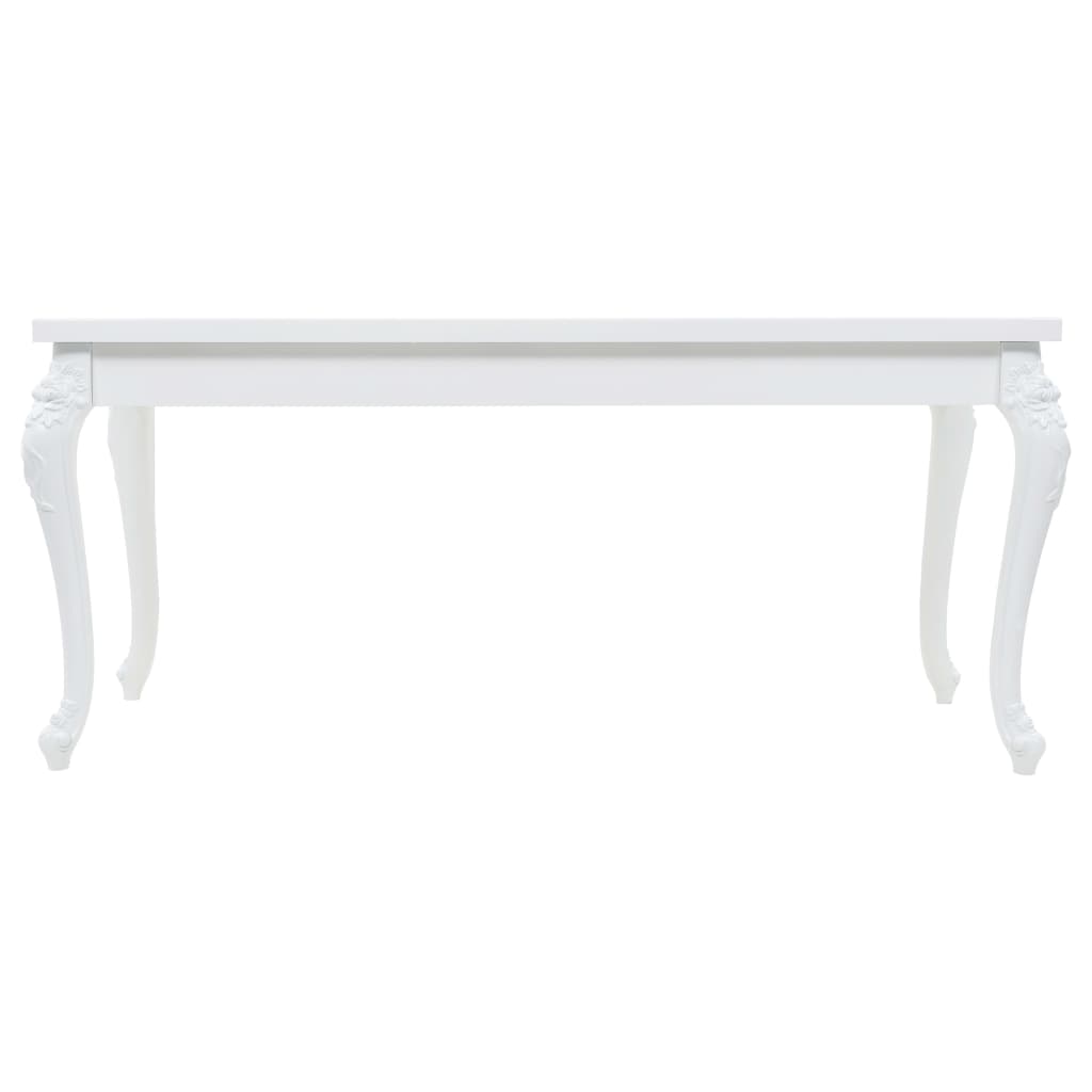 High Gloss White Dining Table, 179x89x81 cm, Modern Elegance