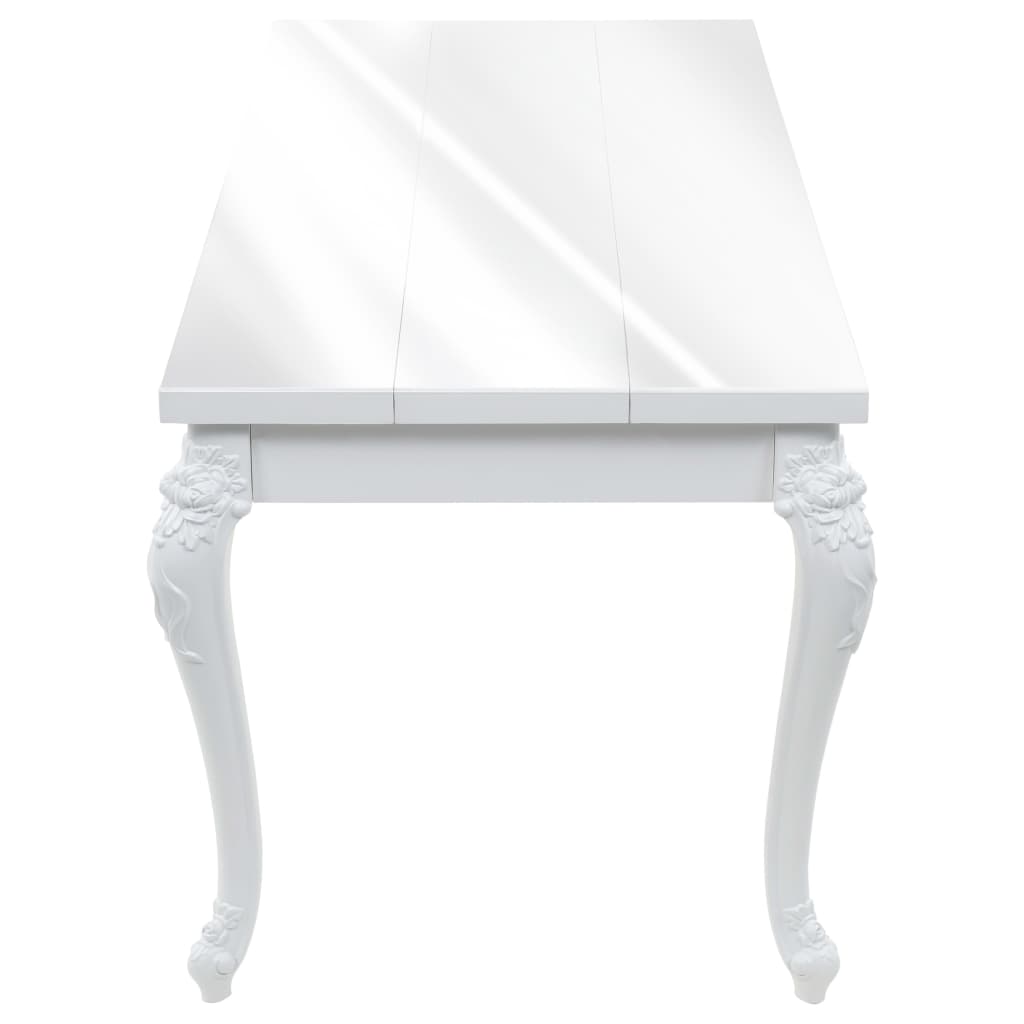High Gloss White Dining Table, 179x89x81 cm, Modern Elegance