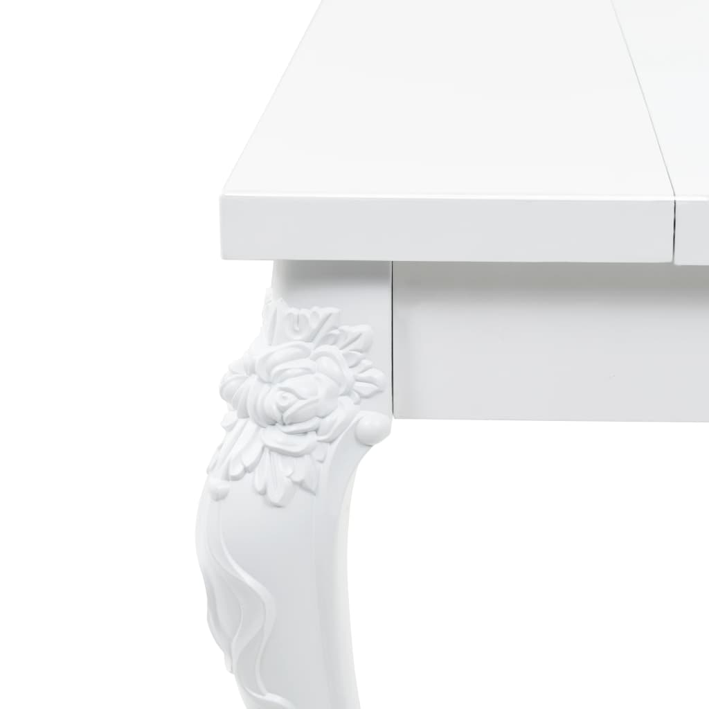 High Gloss White Dining Table, 179x89x81 cm, Modern Elegance