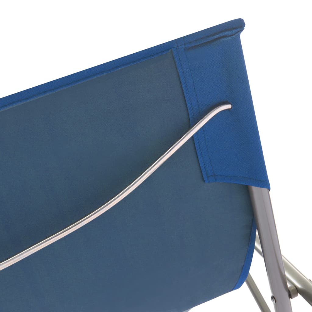 Set of 2 Blue Folding Beach Chairs - Steel & Oxford Fabric