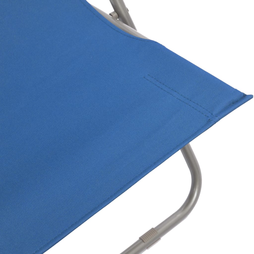 Set of 2 Blue Folding Beach Chairs - Steel & Oxford Fabric