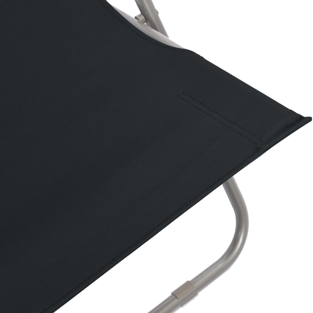 Black Steel & Oxford Fabric Folding Beach Chairs - Set of 2