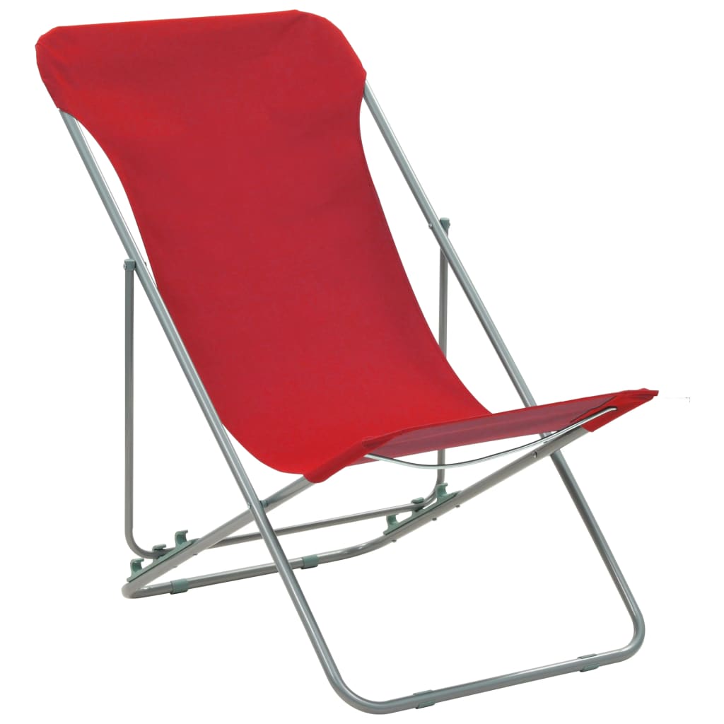 Durable Red Folding Beach Chairs (Set of 2) - Steel & Oxford Fabric