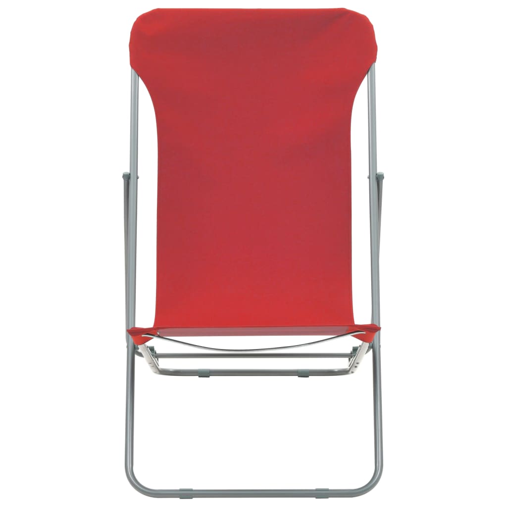 Durable Red Folding Beach Chairs (Set of 2) - Steel & Oxford Fabric