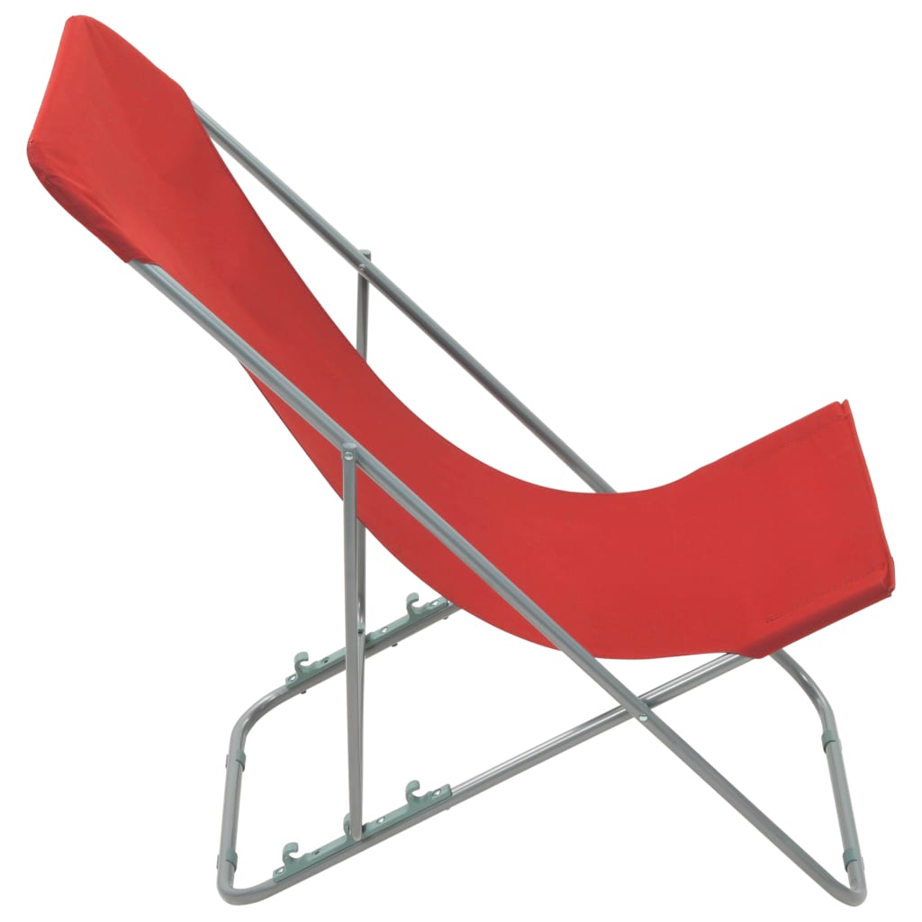 Durable Red Folding Beach Chairs (Set of 2) - Steel & Oxford Fabric