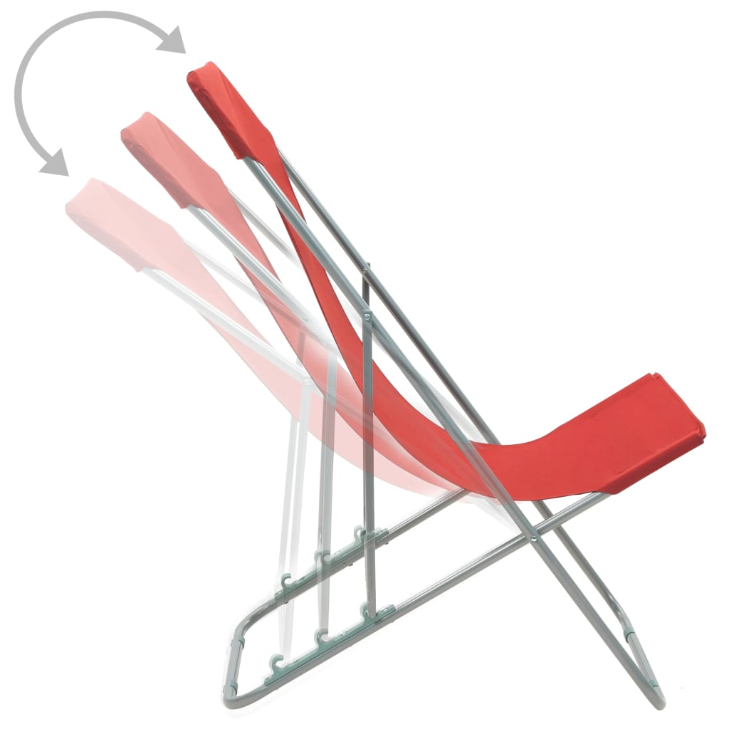 Durable Red Folding Beach Chairs (Set of 2) - Steel & Oxford Fabric