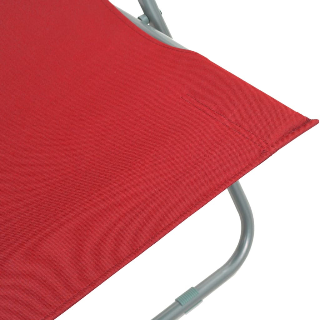 Durable Red Folding Beach Chairs (Set of 2) - Steel & Oxford Fabric