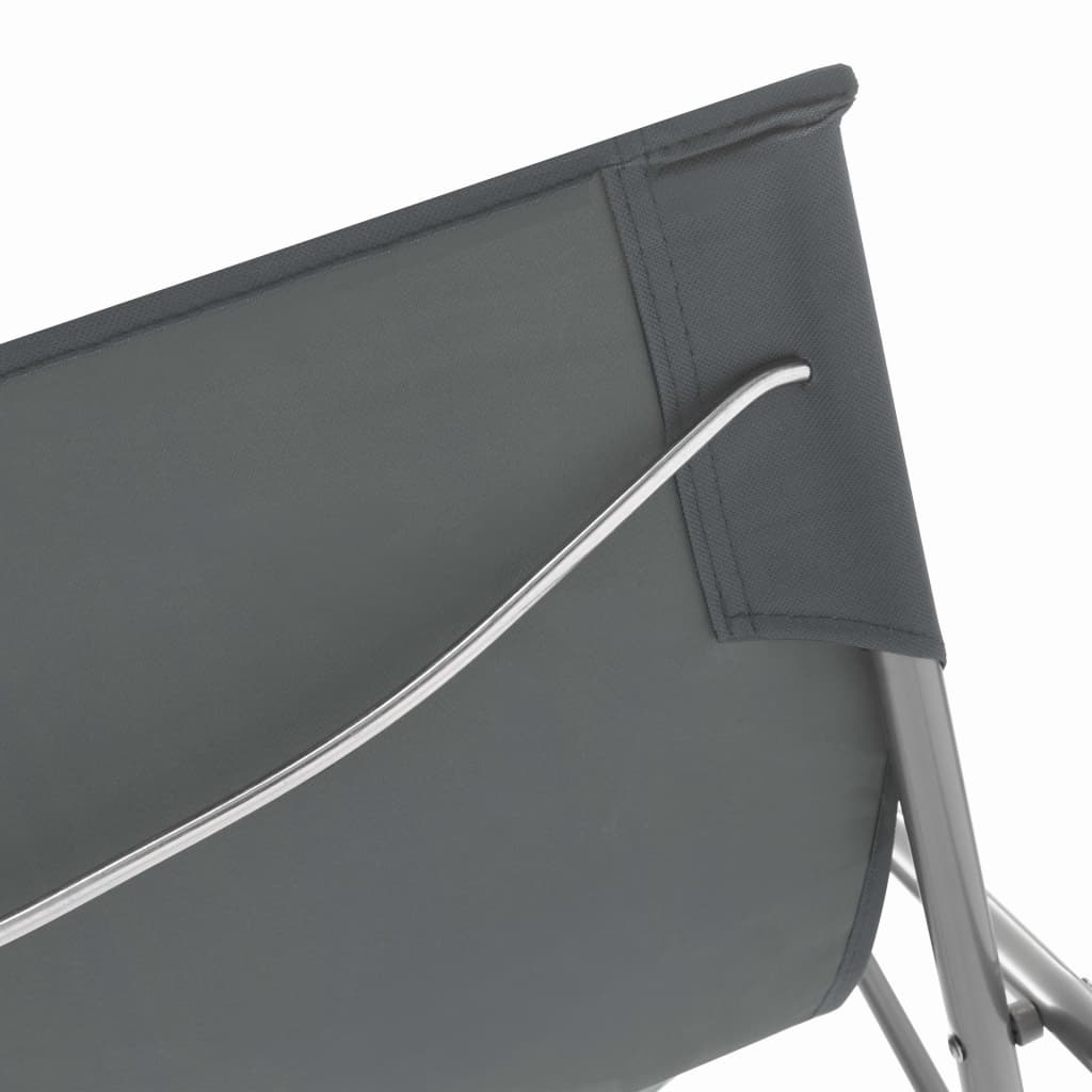 Set of 2 Grey Steel & Oxford Fabric Folding Beach Chairs
