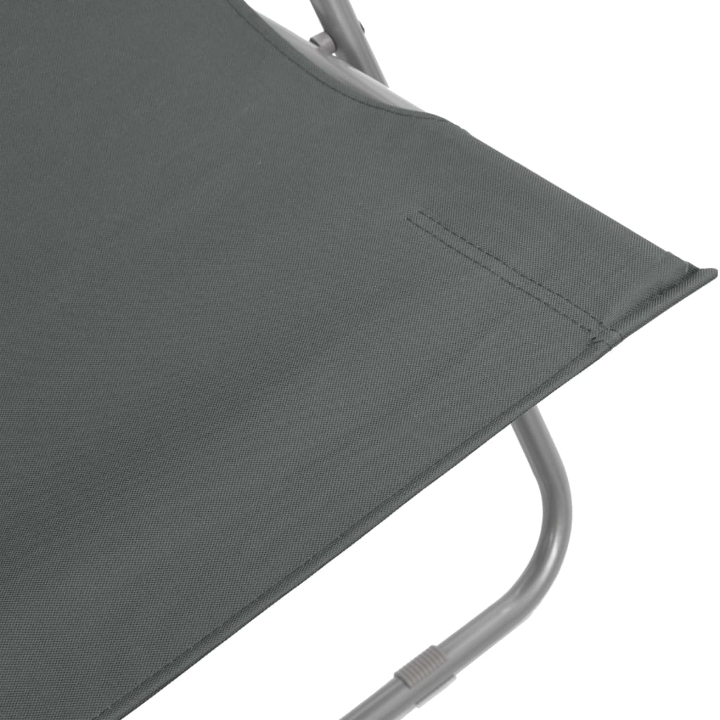 Set of 2 Grey Steel & Oxford Fabric Folding Beach Chairs