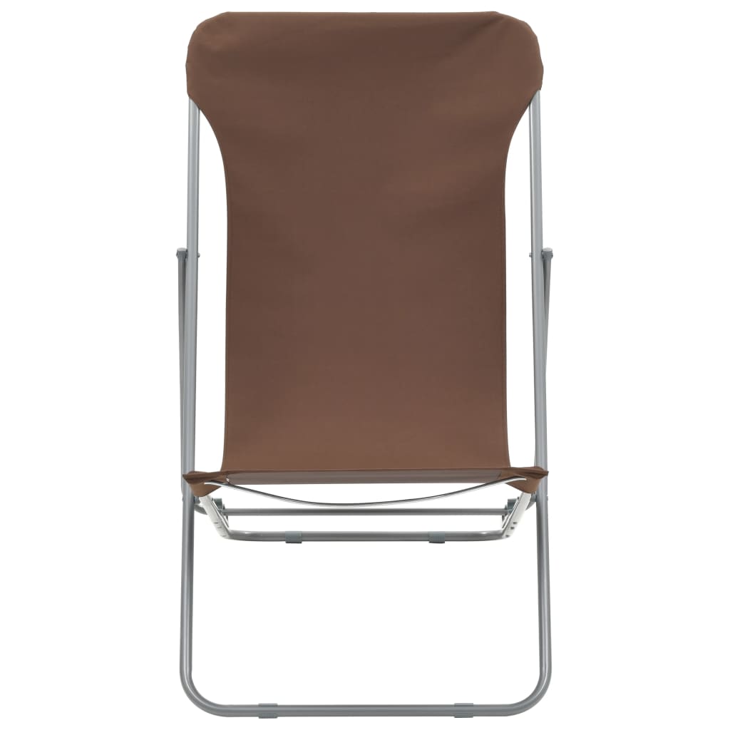Brown Folding Beach Chairs Set of 2 - Steel & Oxford Fabric