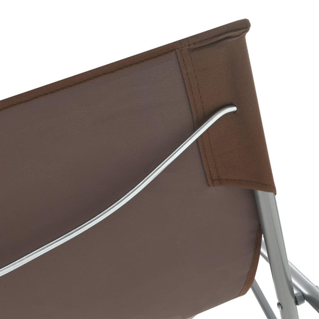 Brown Folding Beach Chairs Set of 2 - Steel & Oxford Fabric