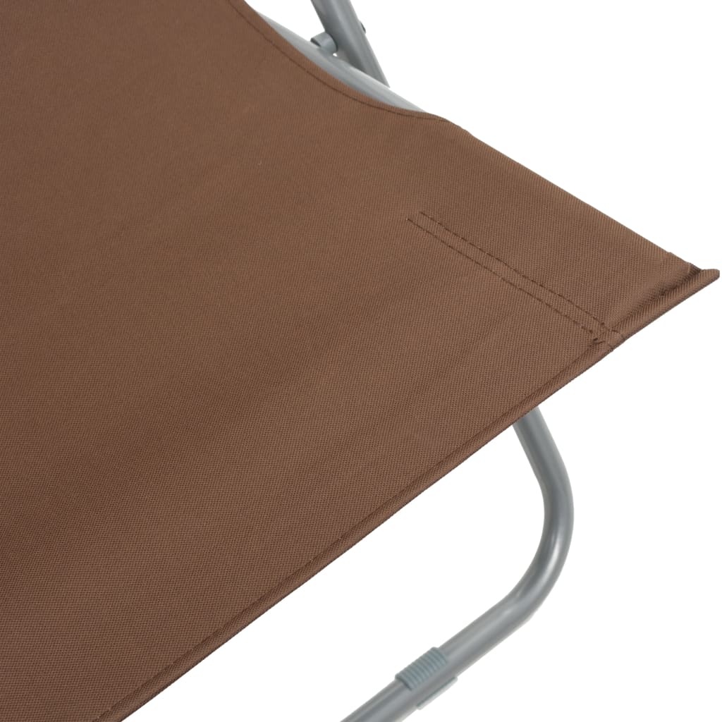 Brown Folding Beach Chairs Set of 2 - Steel & Oxford Fabric