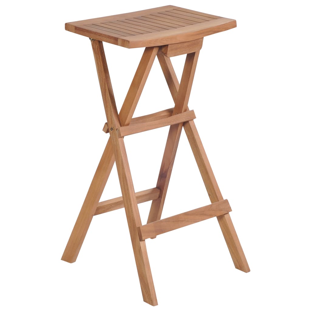 Solid Teak Wood Folding Bar Stools - Set of 2, Elegant & Durable