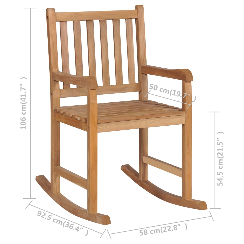 Solid Teak Wood Rocking Chair - Durable & Stylish Seating