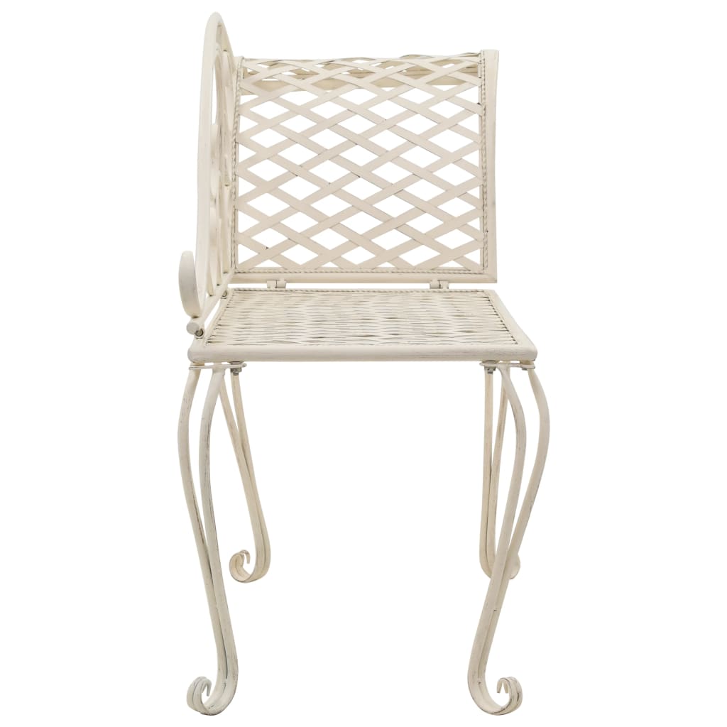 Antique White Metal Garden Chaise Lounge - 128 cm Relaxation