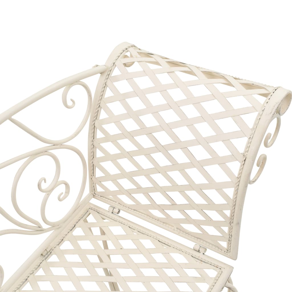 Antique White Metal Garden Chaise Lounge - 128 cm Relaxation