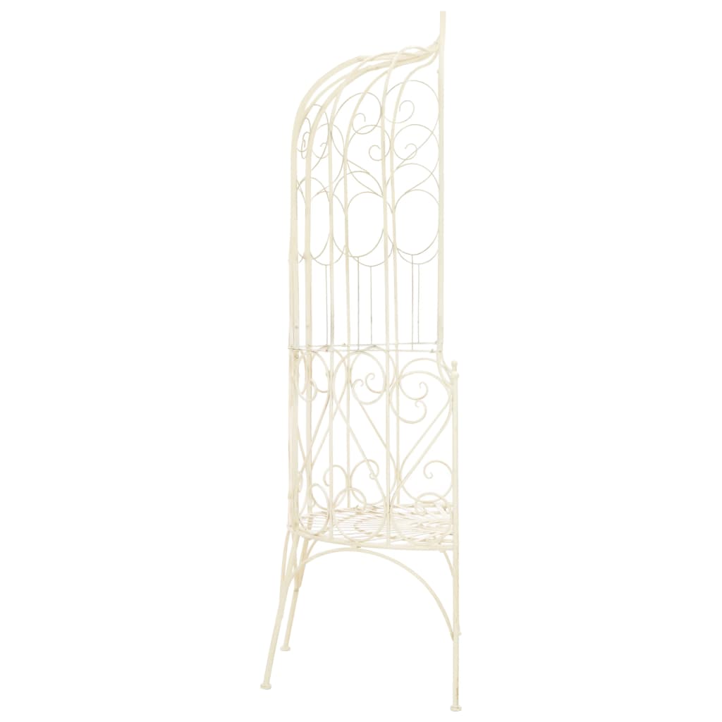 Antique White Iron Garden Bench 95 cm - Elegant Outdoor Seating