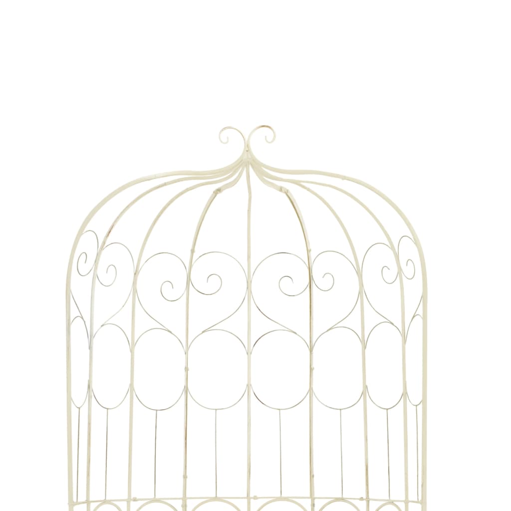 Antique White Iron Garden Bench 95 cm - Elegant Outdoor Seating