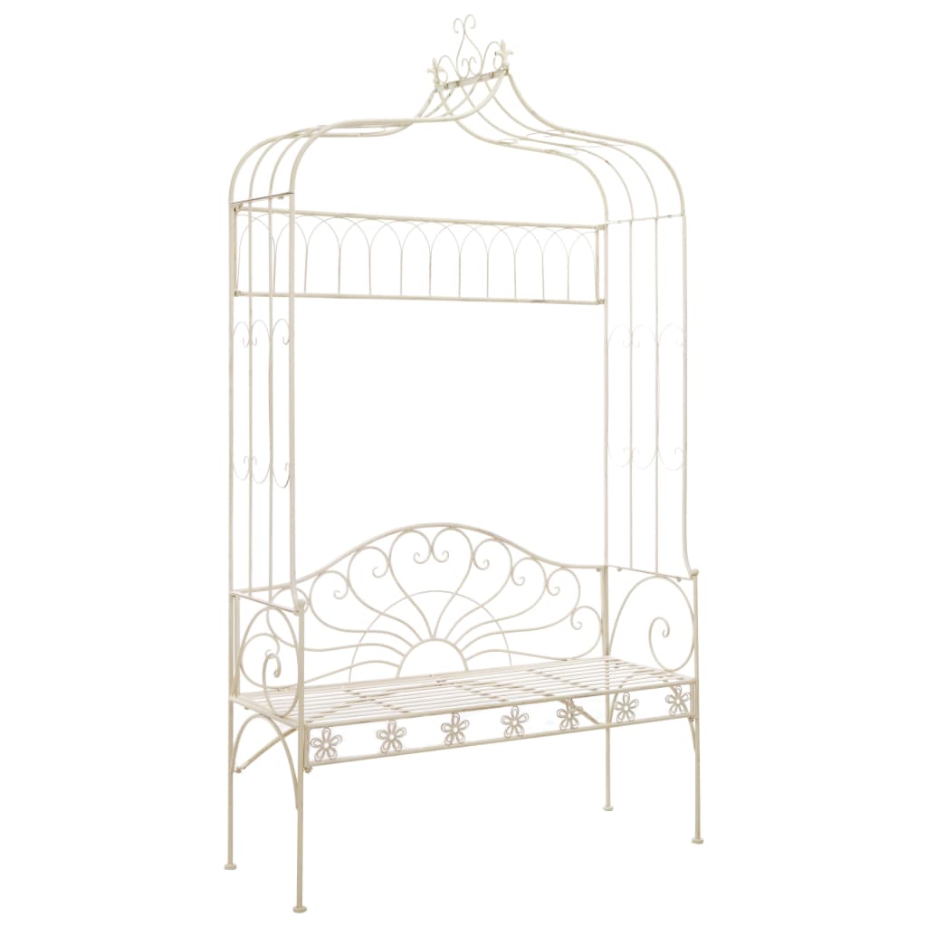 Antique White 122 cm Iron Garden Bench - Elegant & Durable