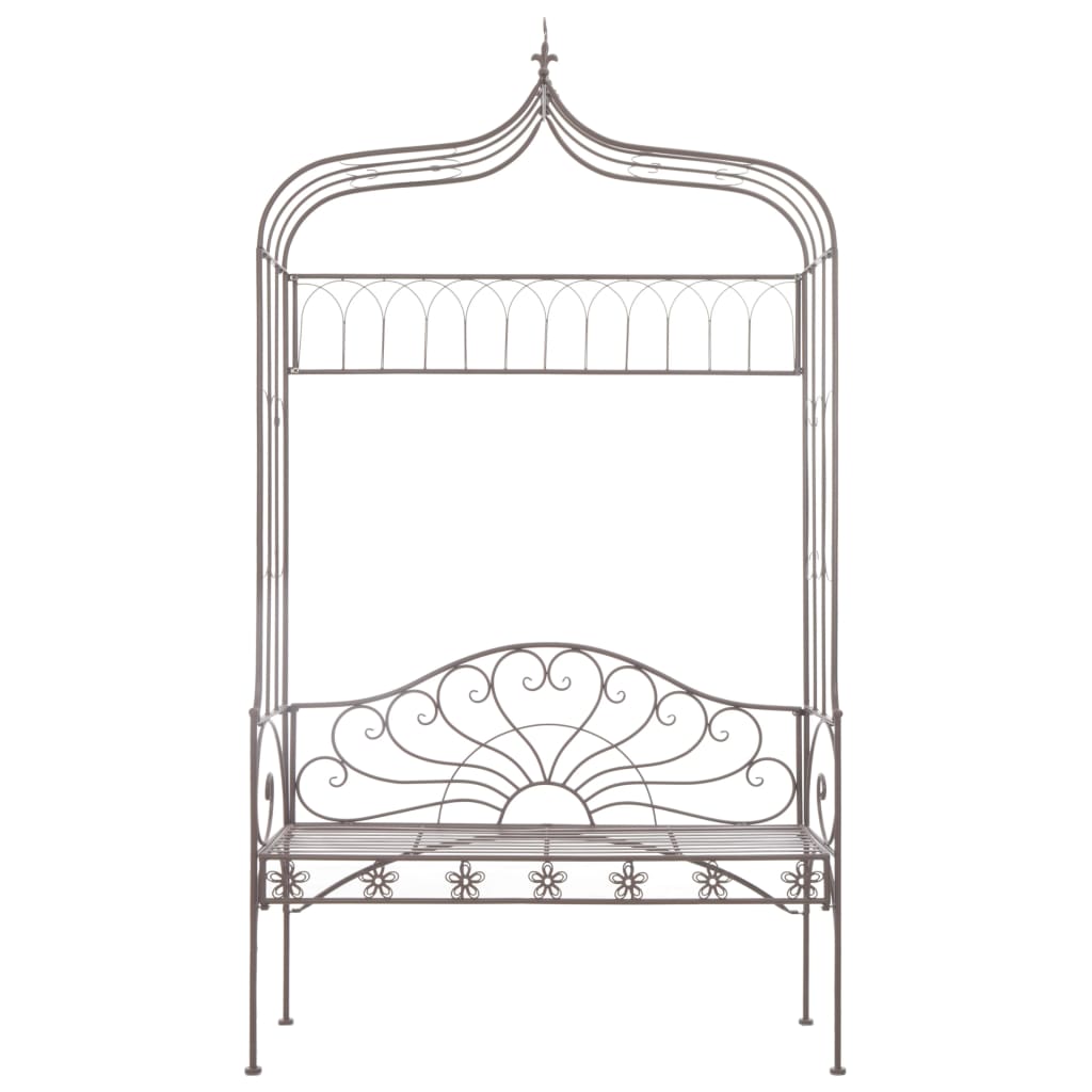 Antique Brown Iron Garden Bench 122 cm - Classic Outdoor Seating