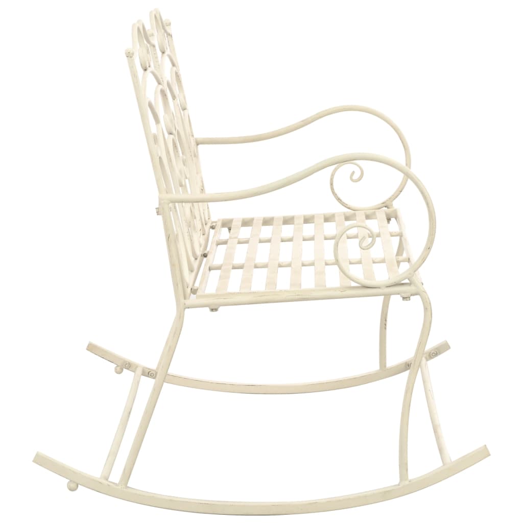 Antique White Iron Garden Bench - 104 cm Patio Seating