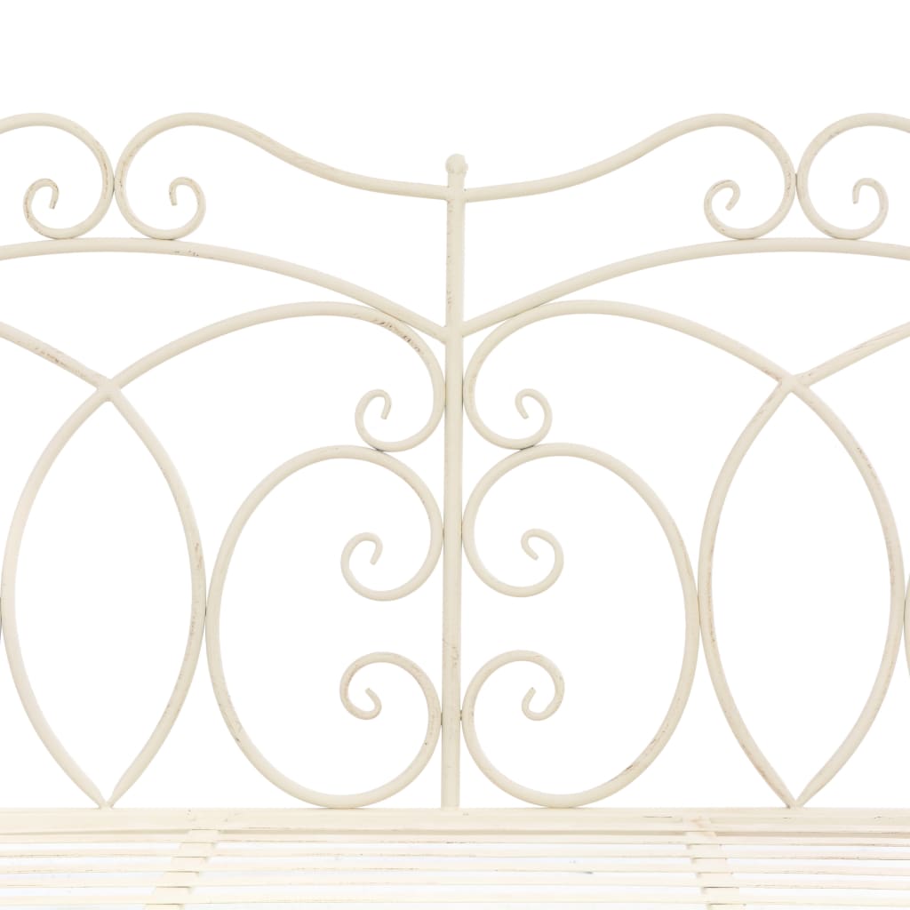 Antique White Iron Garden Bench - 104 cm Patio Seating