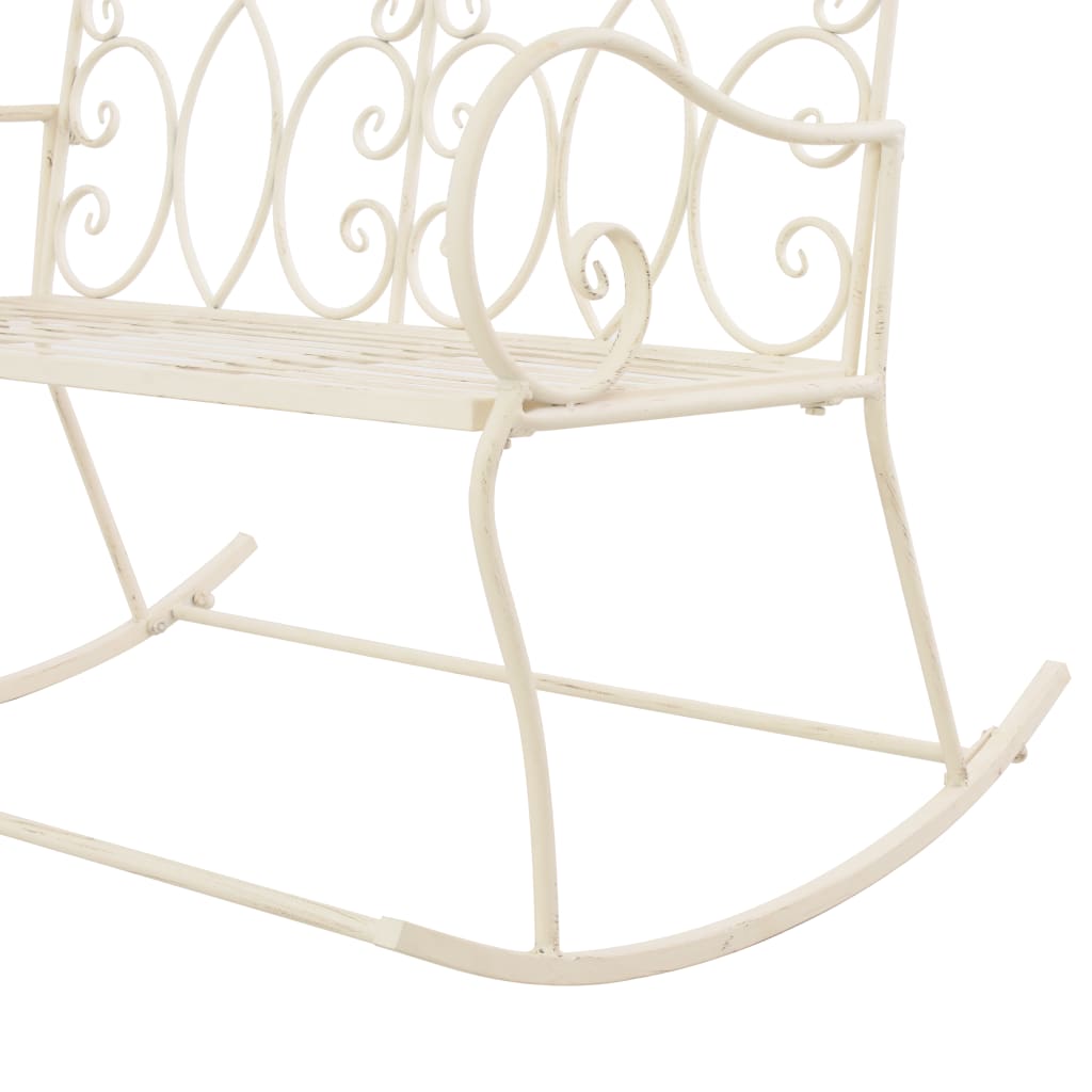 Antique White Iron Garden Bench - 104 cm Patio Seating