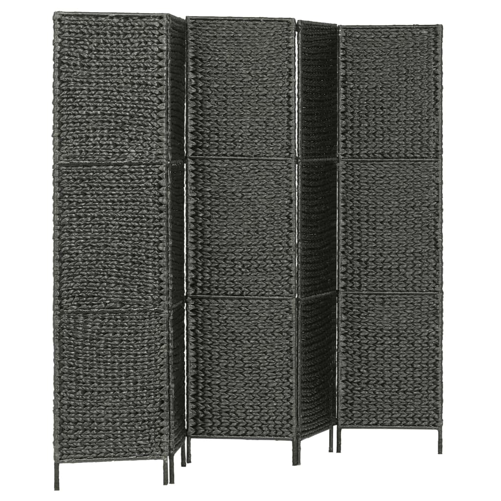 Stylish Black 5-Panel Room Divider 193x160cm, Water Hyacinth