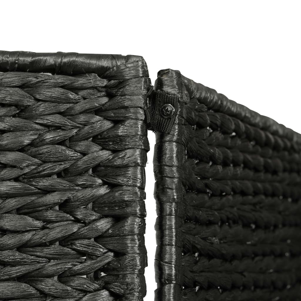 Stylish Black 5-Panel Room Divider 193x160cm, Water Hyacinth