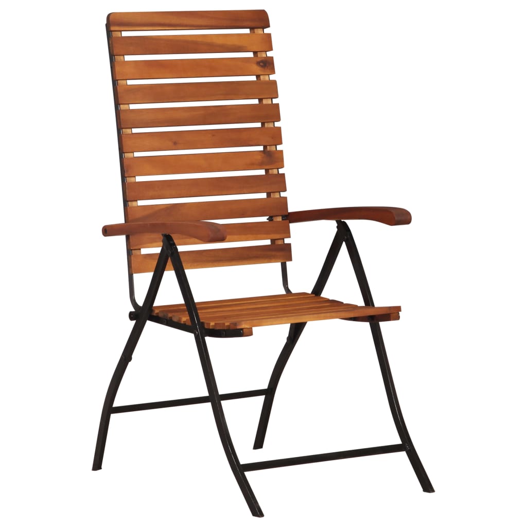Solid Acacia Wood Reclining Garden Chairs - 2 Piece Set