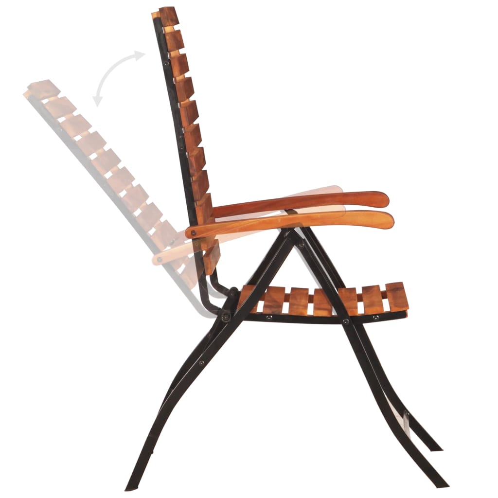 Solid Acacia Wood Reclining Garden Chairs - 2 Piece Set