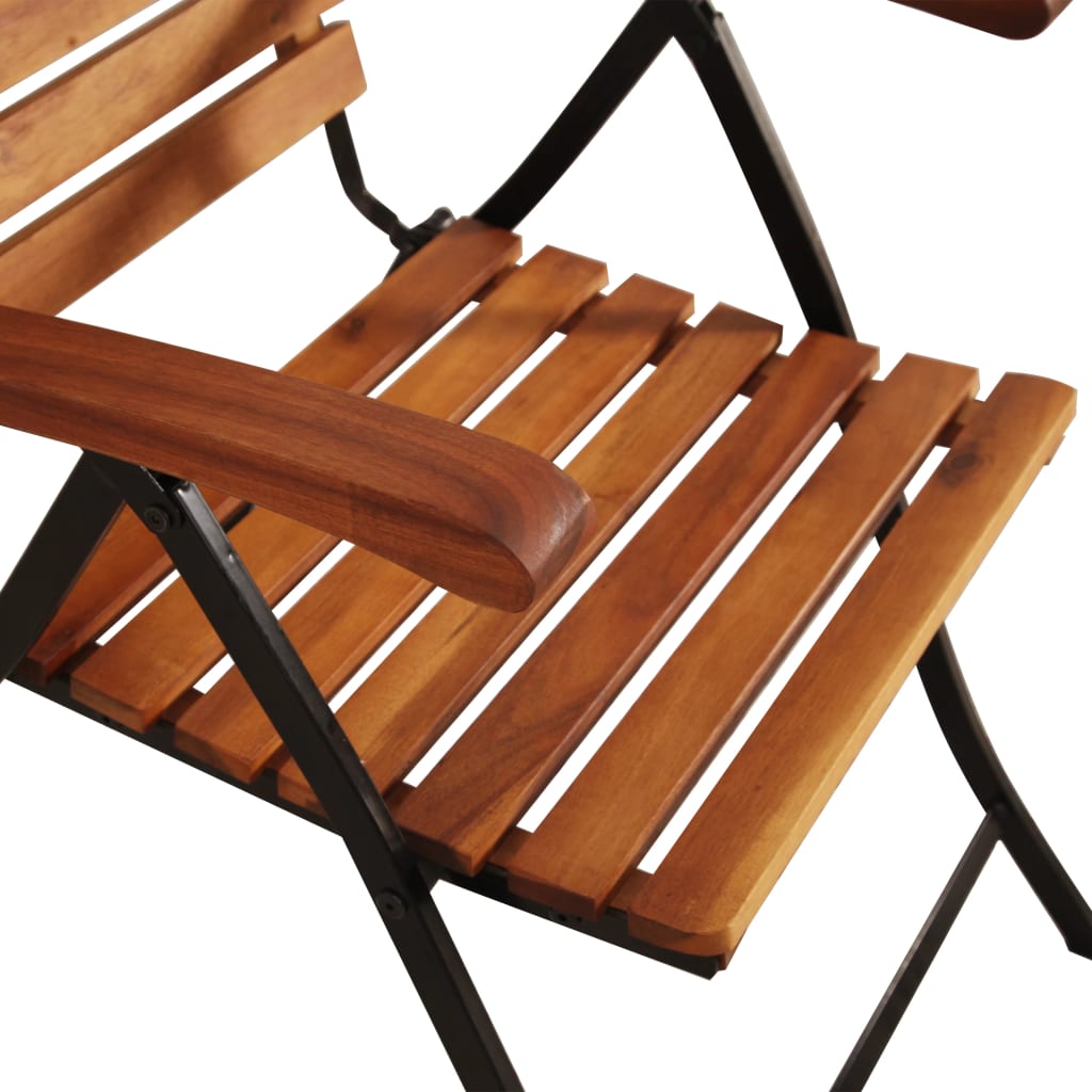 Solid Acacia Wood Reclining Garden Chairs - 2 Piece Set