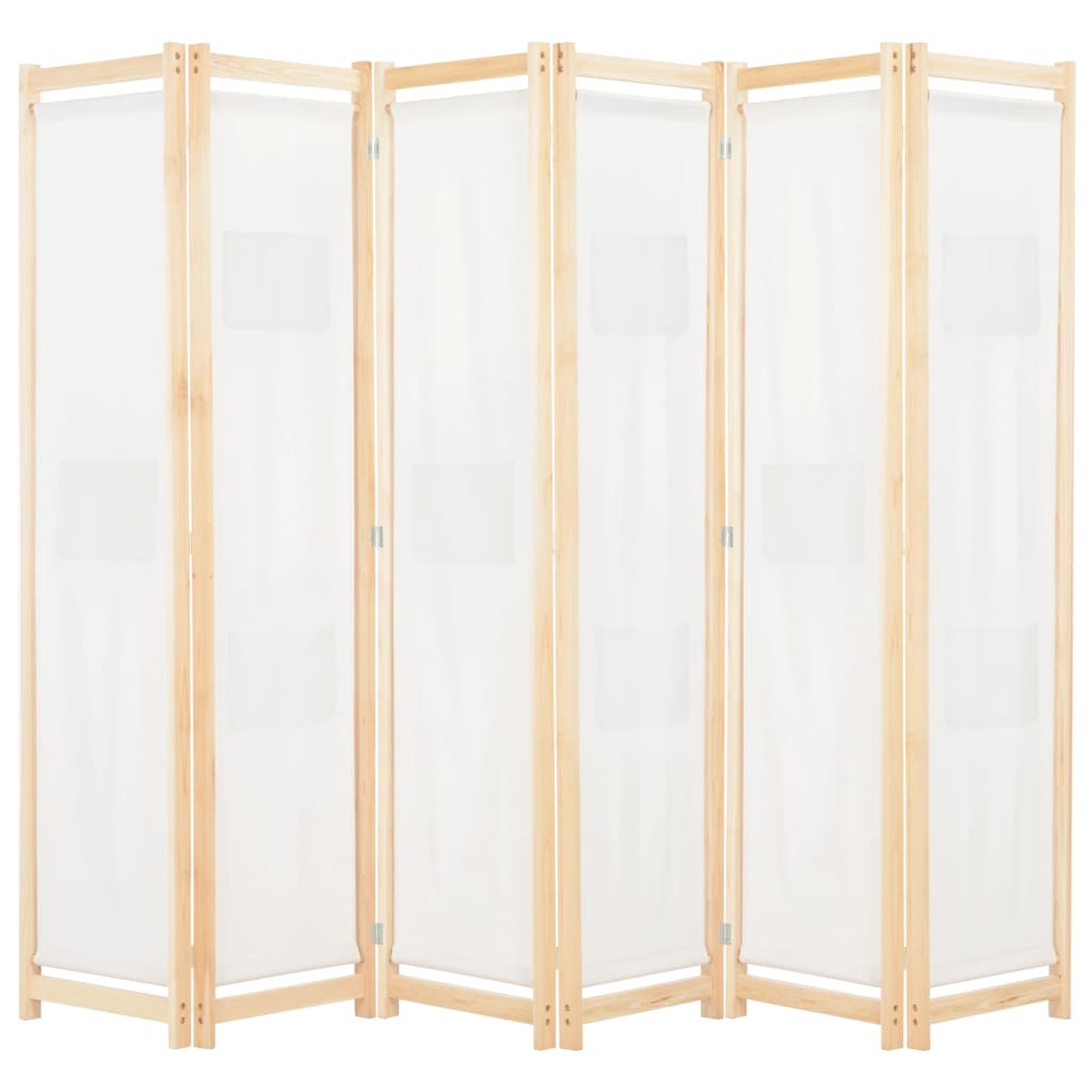 Cream Fabric 6-Panel Room Divider - 240x170x4 cm Privacy Screen