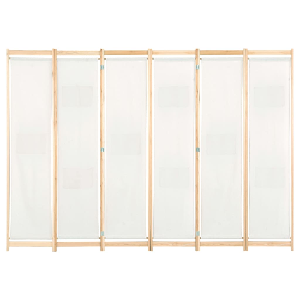 Cream Fabric 6-Panel Room Divider - 240x170x4 cm Privacy Screen