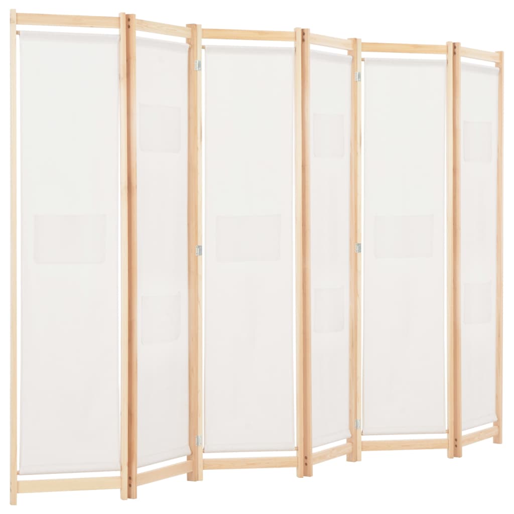 Cream Fabric 6-Panel Room Divider - 240x170x4 cm Privacy Screen