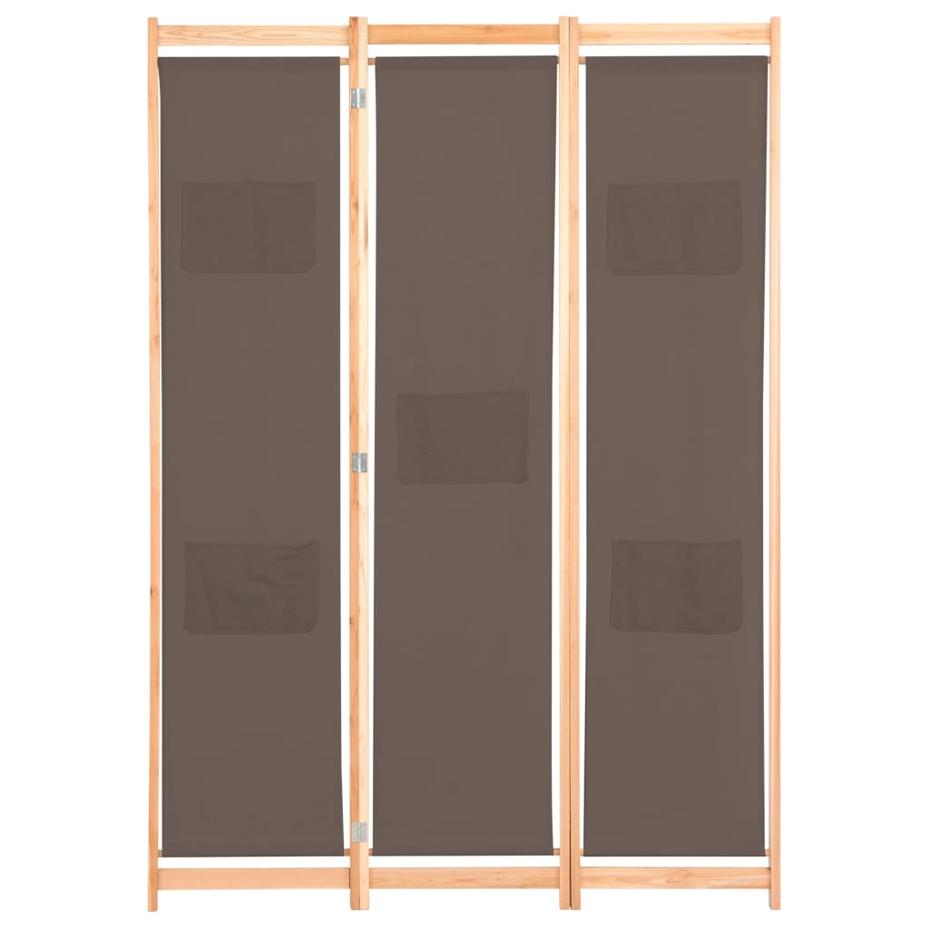 Elegant Brown Fabric Room Divider, 3-Panel 120x170 cm