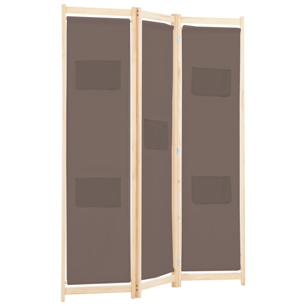 Elegant Brown Fabric Room Divider, 3-Panel 120x170 cm