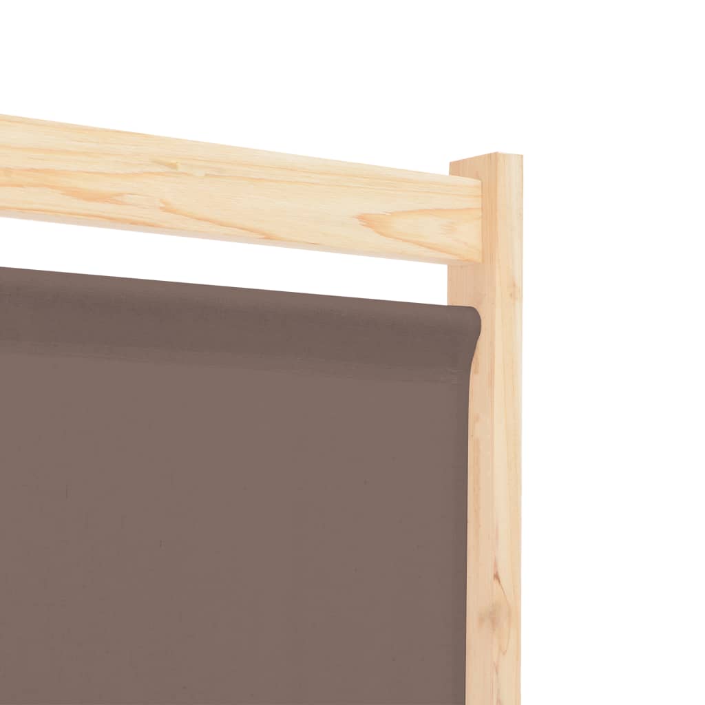 Foldable 5-Panel Brown Fabric Room Divider - 200x170x4 cm