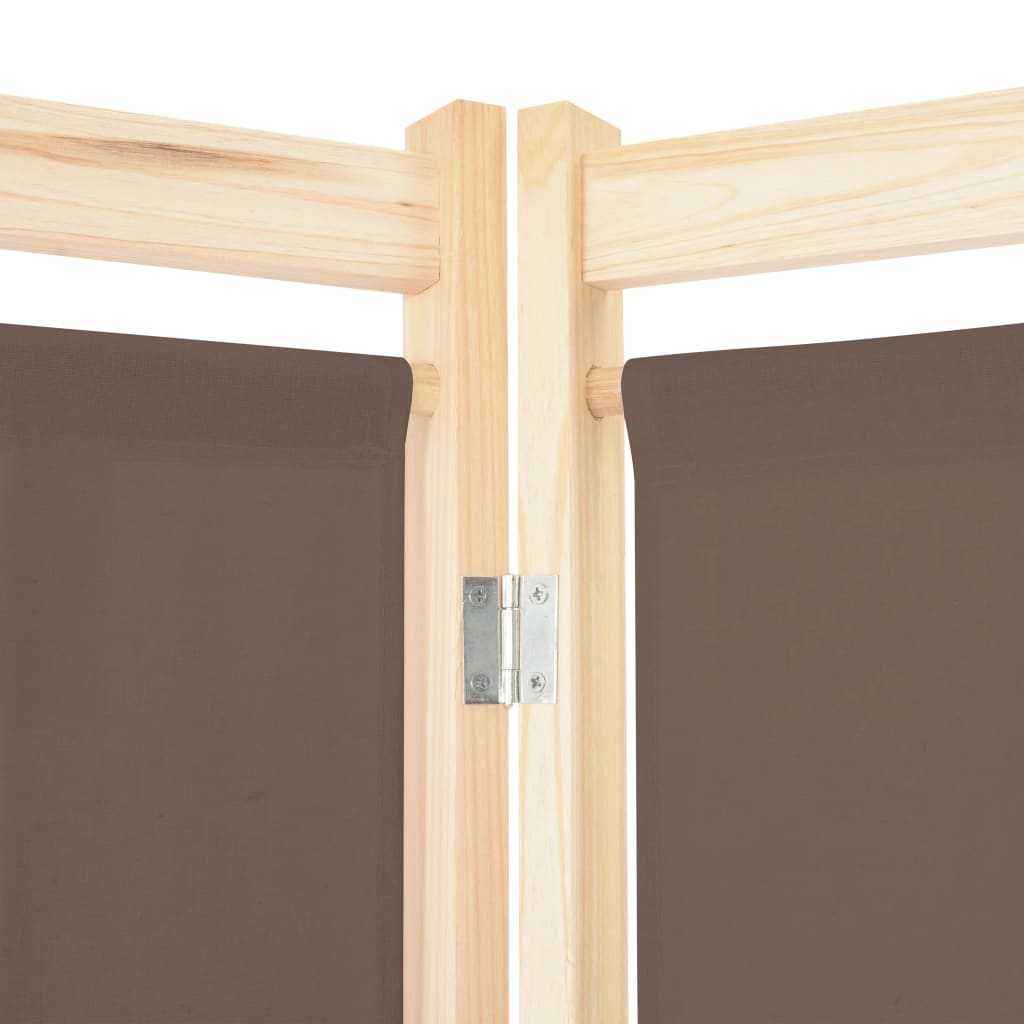 Brown Fabric 6-Panel Room Divider, 240x170x4 cm – Stylish Privacy Screen