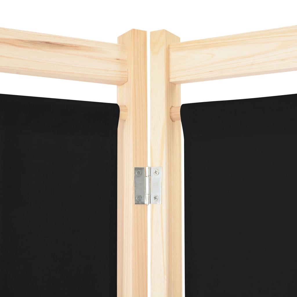 Black Fabric 4-Panel Room Divider, 160x170x4 cm - Stylish & Functional