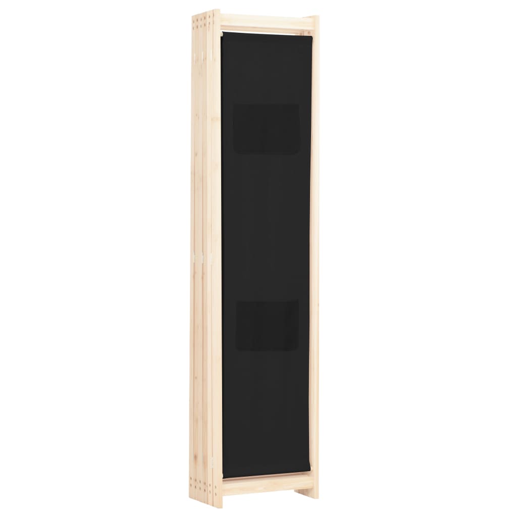 Elegant Black Fabric 6-Panel Room Divider, 240x170x4 cm