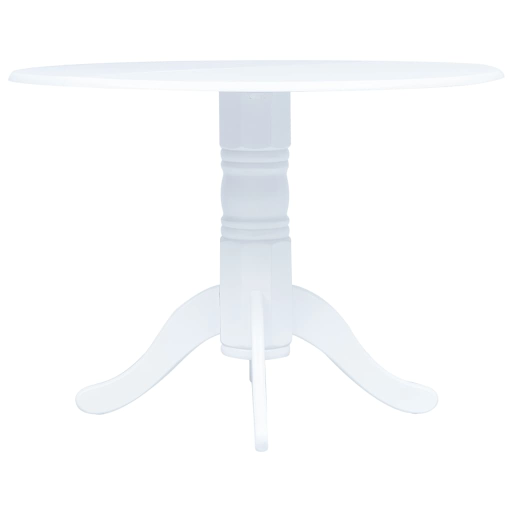 Elegant 106cm White Dining Table in Solid Rubber Wood
