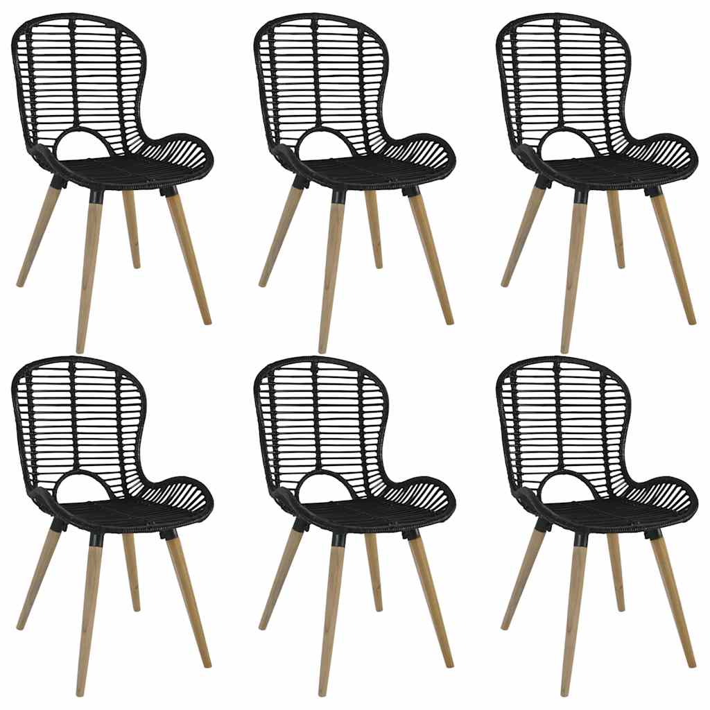 Set of 6 Natural Rattan Dining Chairs - Elegant & Sturdy