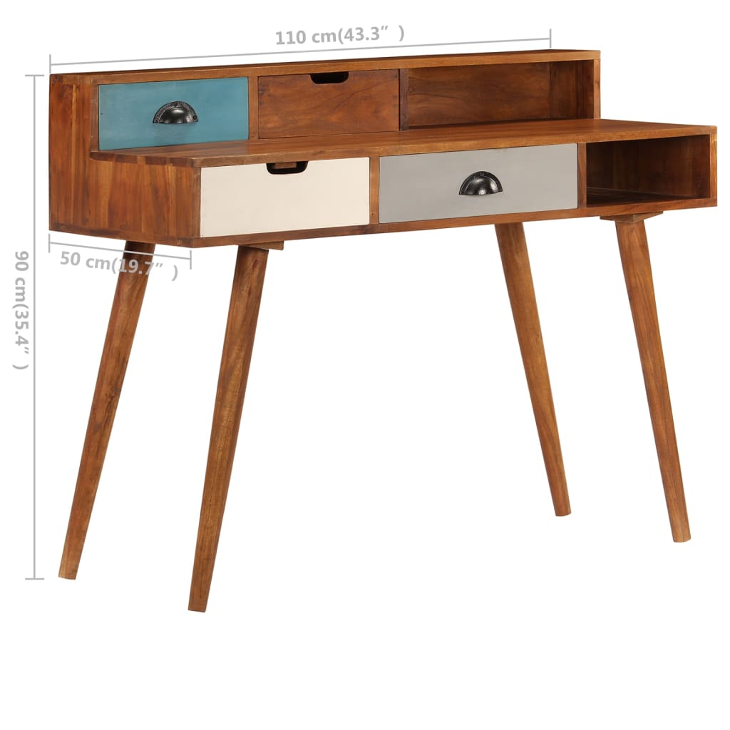 Solid Acacia Wood Writing Desk - 110x50x90 cm, Elegant Design
