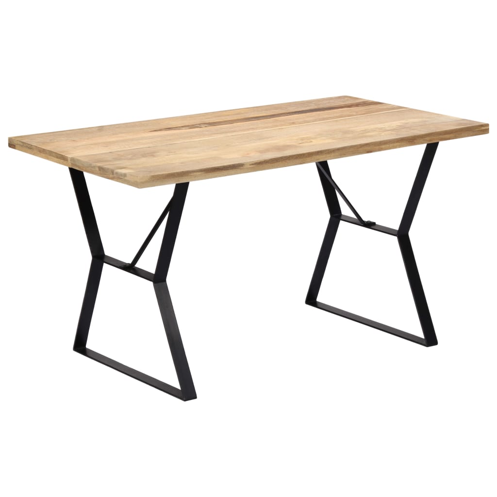 Solid Mango Wood Dining Table - 140x80x76 cm Natural Finish