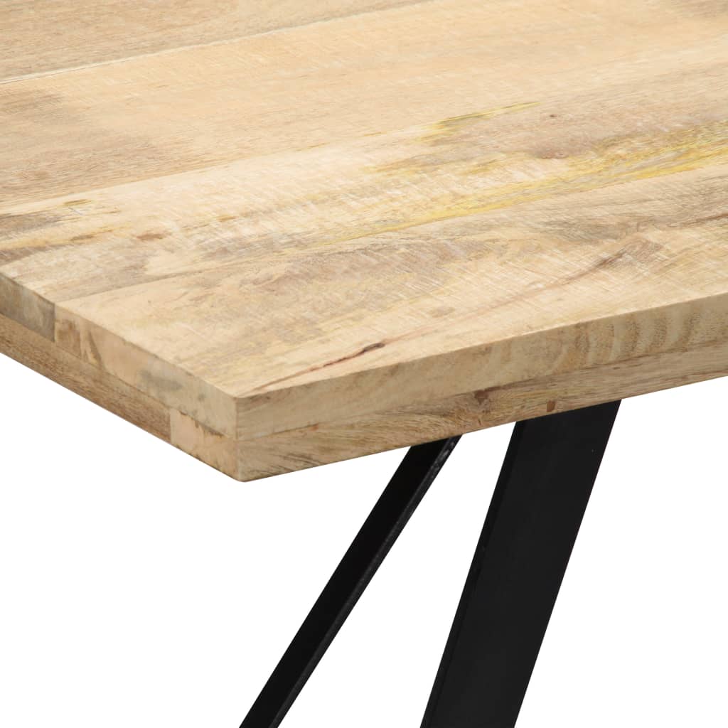 Solid Mango Wood Dining Table - 140x80x76 cm Natural Finish